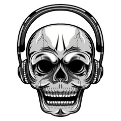 Skull with a headset mascot logo