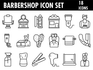 Set Of Barbershop Icon In Linear Style.