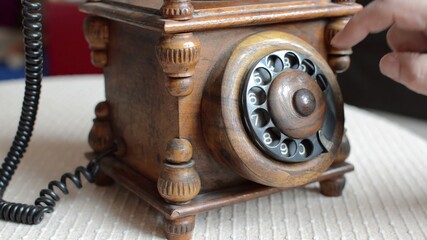 close-up view on old telephone dial