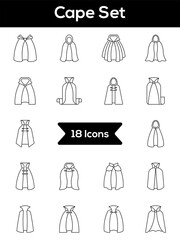 Illustration of Cape Icon Set in Flat Style.