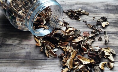 dried mushrooms on the table