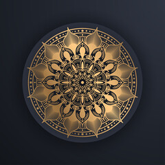 Vector luxury ornamental mandala design background in gold color. Invitation template with floral mandala ornament - Vector illustration