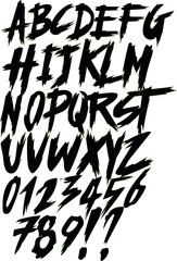 Horror font  - vector eps10 alphabet . Letters and Numbers 