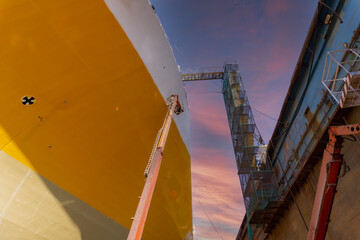 very big ship in a dry dock