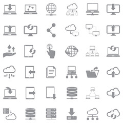 Data Transfer Icons. Gray Flat Design. Vector Illustration.