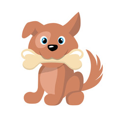 Cartoon Dog with bone. Vector graphics to design
