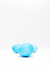 Easter eggs on white background. Easter concept.  Copy space.