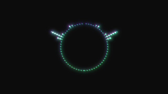 Circular interface audio voice music sound color spectrum equalizer . Animation on black background