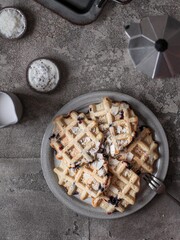 Waffles, breakfast, shades of grey