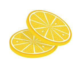Lemon slice  illustration on white background. Fresh sour lemon icon. Logo design