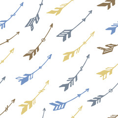 Decorative boho arrows graphic seamless ornament. Ethnic vintage design. Tribal indian motive.