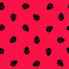 Red pattern with ladybug. Children's textiles. Digital paper scrapbook for kids.