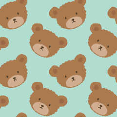Teddy Bear Seamless Pattern Background, Happy cute bear, Cartoon Panda Bears Vector illustration for kids forest background with dots