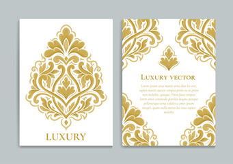 Luxury invitation card design with vector vintage pattern. Ornament template. Can be used for background and wallpaper. Elegant and classic vector elements great for decoration.