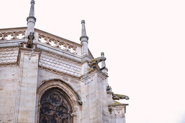 Gargoyles in the apse of the Cathedral of Palencia, Spain. Historic-artistic monument of Gothic style