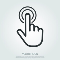 Touch screen or touchscreen finger hand press or push vector icon. Eps10 vector illustration.