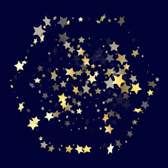 Gold gradient star dust sparkle vector background.