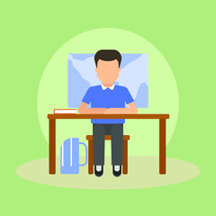 Vector illustration of school and pupils life. 