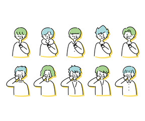 悲しんでいるいろいろな男性