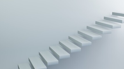 side view of 3d light blue staircase