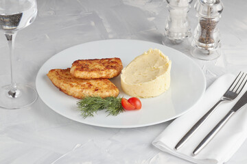 Vienna schnitzel with potato mash potatoes