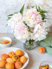 Peonies & apricots