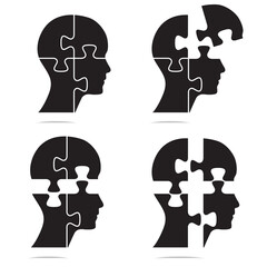 Head puzzle illustration for use in business, solution, idea and communication projects and presentations. Vector version available in my portfolio.