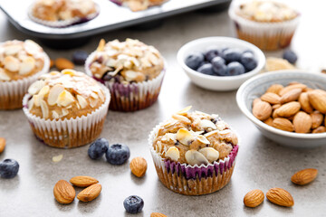 Almond blueberry muffins cupcakes dessert