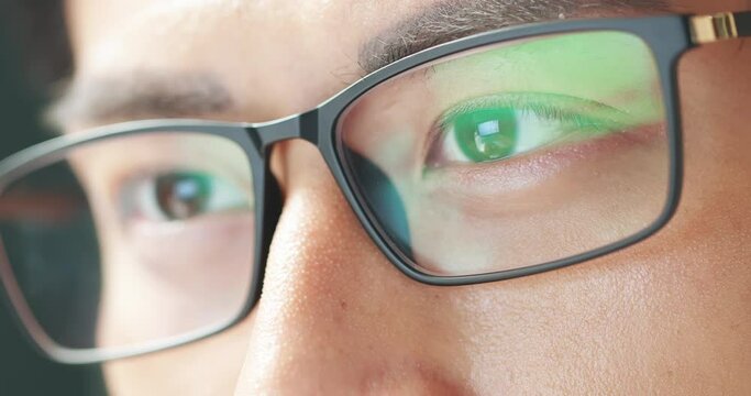 male eye wearing eyeglasses