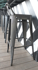 Modern iron brown high chair in resterrant in hotel