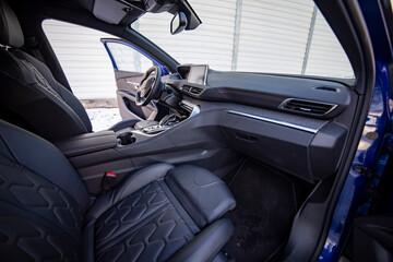 empty modern car interior front seat