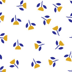 Scandinavian spring flower Vector kids seamless background pattern for baby shower, summer textile design. Simple texture for nordic wallpaper, fills, web page background