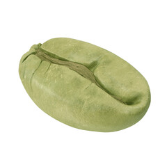 Close-Up Of Coffee Bean Over White Background. 3D illustration