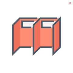 Cubicle, modern corporate office furniture for business vector icon. Workspace, workplace or workstation with partition wall panel or divider and empty space for place desk, chair, computer. 64x64 px.