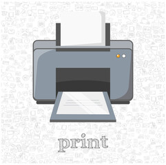 print isolated vector flat illustration. printer design element for illustration