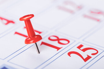 calendar and marked the date the red pushpin