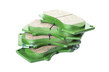 New brake pads on white background isolated object