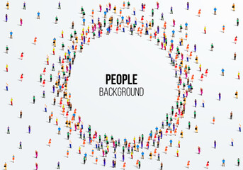 Large group of people on white background. People crowd concept. Vector illustration