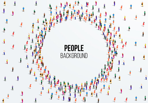 Large Group Of People On White Background. People Crowd Concept. Vector Illustration