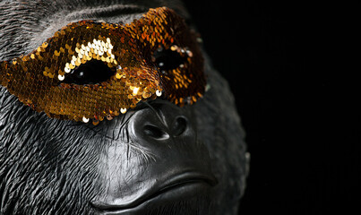 image of gorilla mask dark background 