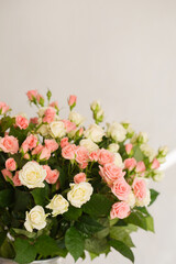Bouquet of delicate pink and cream roses