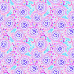 Vector floral background with hand made pattern in pastel colors.