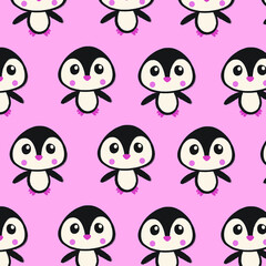 Christmas penguin pattern vector illustration. Fabric, wrapping paper, wallpaper, packaging.