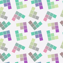 Background in pastel colors with an abstract pattern of geometric elements.
