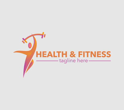 Health and fitness logo with gym, yoga, sports and fitness business logo.