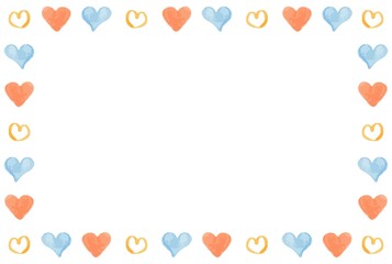 優しい水彩のかわいいハートフレーム2