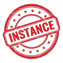 INSTANCE text on red grungy vintage round stamp.