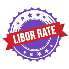 LIBOR RATE text on red violet ribbon stamp.