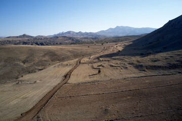 Beautiful countryside landscape with mountain valley. Panoramic view of mountain.