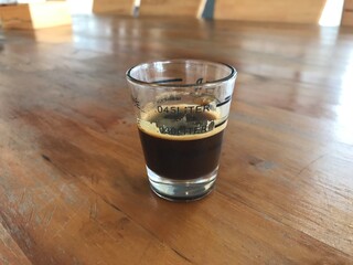espresso on the wood table
